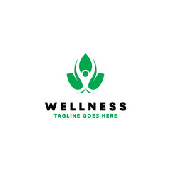 Wellness logo design vector template with Modern Leaf Concept style.