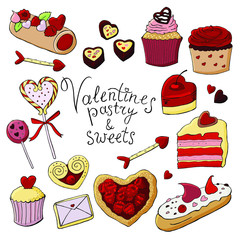 Valentines sweets pastry set