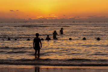 Sunset in the evening on the coast of Zhanjiang, China