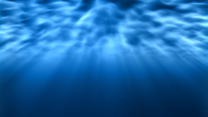 Underwater Light Rays Shine Bright Underneath Rippling Ocean Waves - Abstract Background Texture