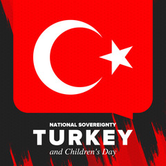National Sovereignty and Children’s Day in Turkey. National holiday, celebrated annual in April 23. Turkish flag. Patriotic sign and elements. Poster, card, banner and background. Vector illustration