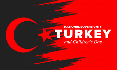 National Sovereignty and Children’s Day in Turkey. National holiday, celebrated annual in April 23. Turkish flag. Patriotic sign and elements. Poster, card, banner and background. Vector illustration