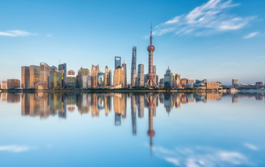 Fototapeta na wymiar Panoramic view of the skyline of urban architectural landscape in Lujiazui, Shanghai..