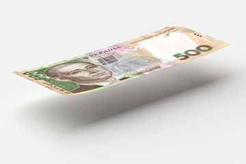 Obraz na płótnie Canvas One bill for 500 hryvnias of Ukrainian money