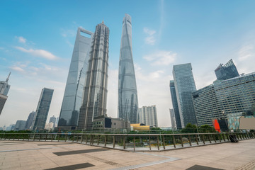Fototapeta na wymiar Building street and office building of Lujiazui Financial District, Shanghai..