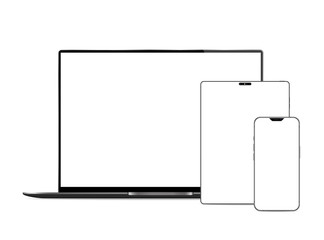 laptop tablet phone vector illustration on white background