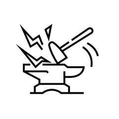 Blacksmith line icon, concept sign, outline vector illustration, linear symbol.