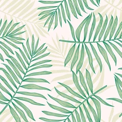 Tapeten Aquarellblätter Tropisches nahtloses Muster mit Palmblättern. Modernes abstraktes Design
