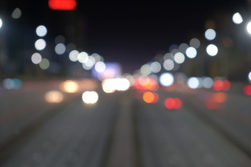 Blurred motion light of car headlamps headlights, soft focus.  Multicolor bokeh,blur focus.