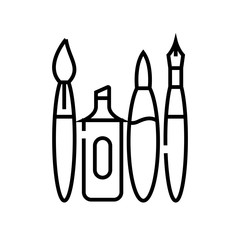 Artist supplies line icon, concept sign, outline vector illustration, linear symbol.