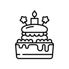 Birthday cake line icon, concept sign, outline vector illustration, linear symbol.