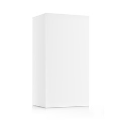 Realistic cardboard packaging box mockup. Vector illustration isolated on white background. Can be use for medicine, food, cosmetic and other. Ready for your presentation. EPS10.	