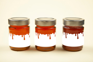 honey jar on a white background