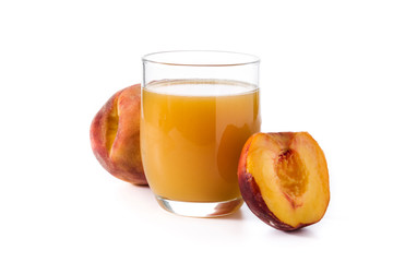Peach juice in glass isolated on white background
