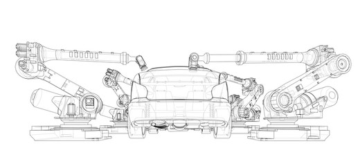 Assembly of motor vehicle. Vector