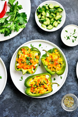 Baked green bell peppers