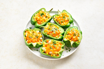 Baked green bell peppers