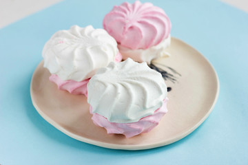 hand made Air marshmallows in pastel shades. A gentle marshmallows. Marshmallows that you want to eat. A gentle zephyr on a plate