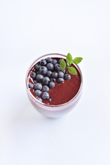 Blueberry smoothie in glass