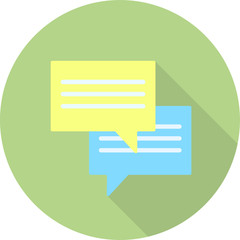 Vector flat chat icon isolated on green background and has shadow. Represents the conversation and communication which is suitable for use in advertising Infographic and online marketing.