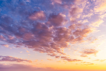 Naklejka na ściany i meble Beautiful sunset, majestic clouds in the sky