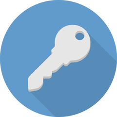 Vector flat key icon, isolated on a pink background.
