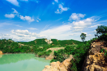 China clay mine and pond