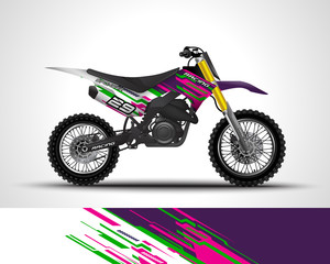 Obraz premium Racing motorcycle wrap decal and vinyl sticker design. Concept graphic abstract background for wrapping vehicles, motorsports, Sportbikes, motocross, supermoto and livery. Vector illustration.