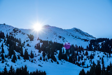 Beautiful Tien shan mountains in winter.