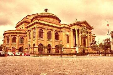 Fototapeta na wymiar Palermo Opera. Vintage style filtered colors.