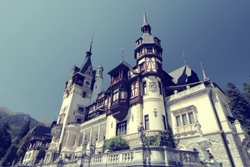 Fototapeta premium Romania - Peles. Retro style filtered color.