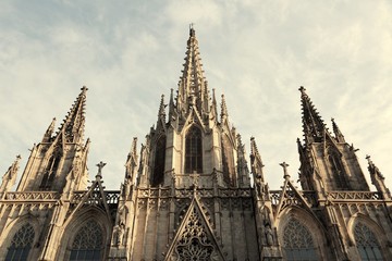 Fototapeta premium Barcelona cathedral. Retro style filtered color.