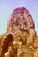Bayon temple. Retro style filtered color.