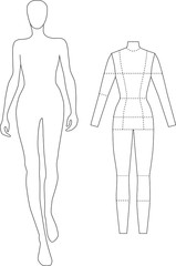 Female template for fashion sketching