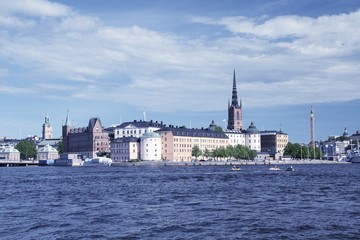 Fototapeta premium Stockholm skyline. Vintage filtered colors style.