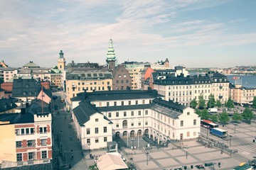 Fototapeta na wymiar Stockholm - Sodermalm. Vintage filtered colors style.