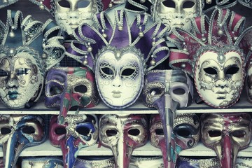 Venetian masks. Vintage filtered colors style.