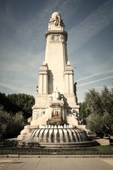 Madrid monument. Retro filtered colors style.