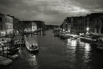 Fototapeta na wymiar Venice canal. Black and white vintage style.