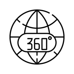 360 view line icon, concept sign, outline vector illustration, linear symbol.