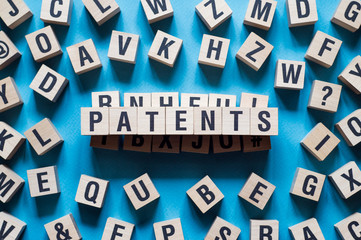 Patents word concept on cubes