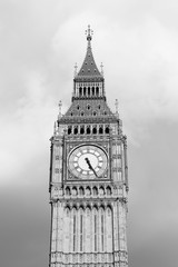 Fototapeta na wymiar Big Ben, London. Black and white retro style photo.
