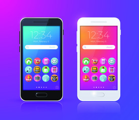 Realistic Mobile Smartphone with Modern Style with Icons . Isolated vector Elements