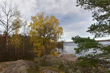 Mon repos is rocky landscape Park on the shore of the Bay of Protective Vyborg Bay, Northern part...