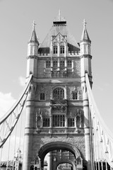 Fototapeta na wymiar Tower Bridge, London. Black and white retro style photo.