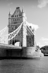 Fototapeta na wymiar Tower Bridge, London. Black and white vintage style photo.