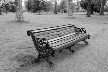 Hyde Park, London. Black and white vintage style photo.