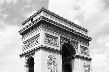 Fototapeta na wymiar Triumphal Arch, Paris. Black and white vintage style photo.