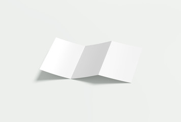 Brochure mock-up on background. Opened tri fold blank paper brochure mock up. Cover for your design.