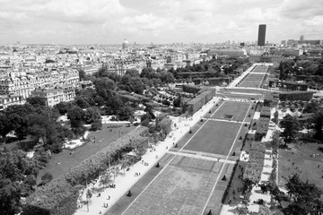 Paris city. Black and white vintage style photo.